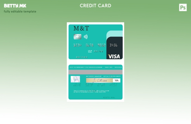Шаблон за виза картичка во модерен стил на САД M&T Bank